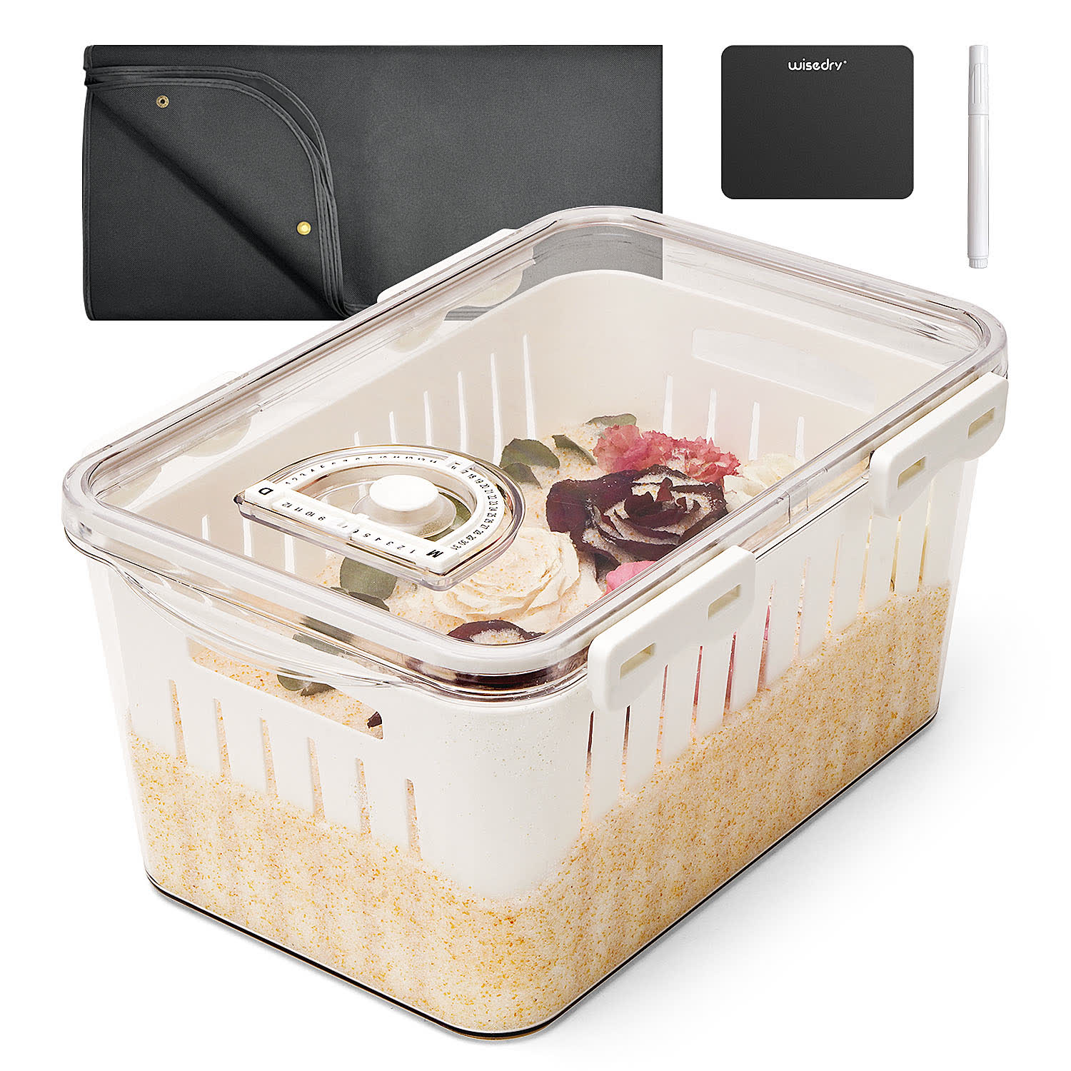 Wisedry flower drying box kit with silica gel crystals and accessories