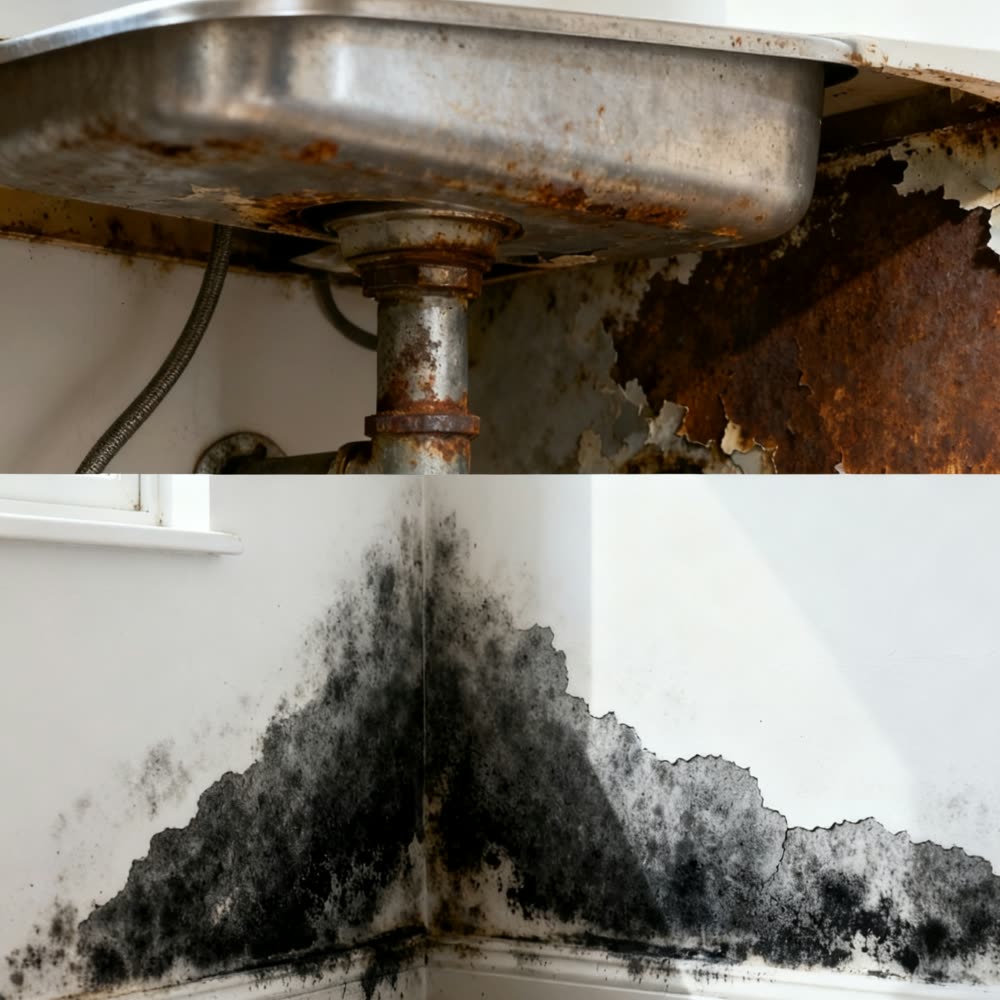 Mold and rust damage caused by excess moisture