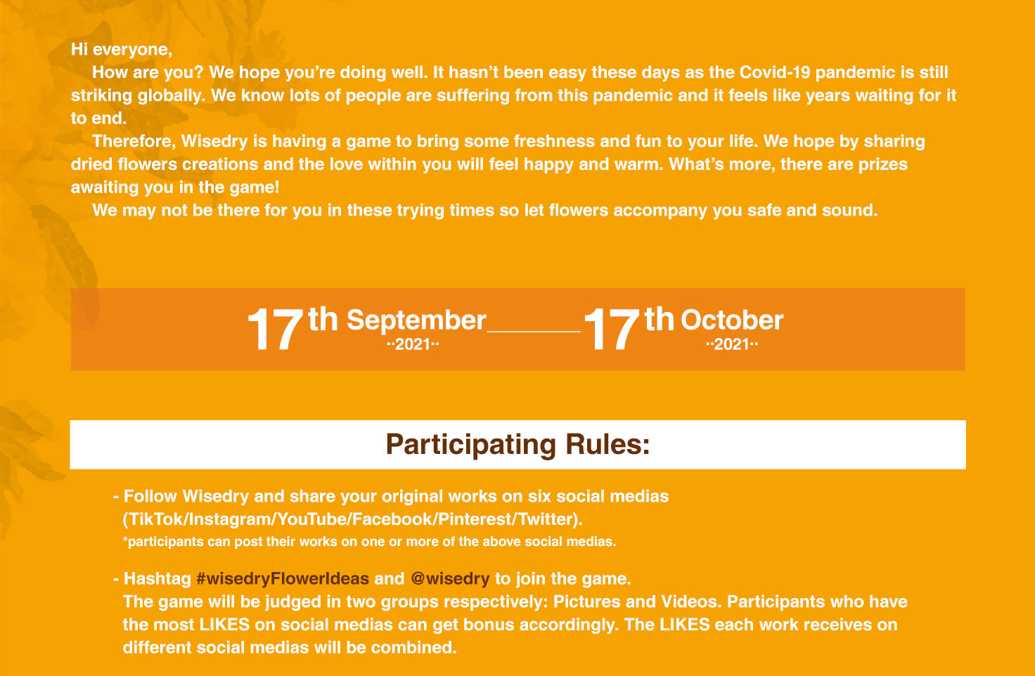 Wisedry Share Your Flowers campaign participation steps