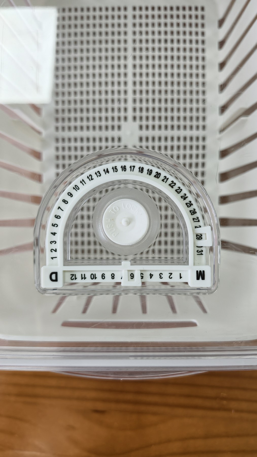 Wisedry flower drying container date dial used to mark when the container was closed